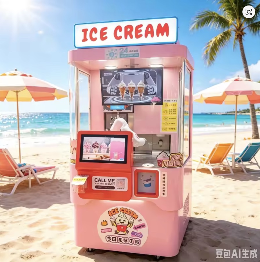 Pink robotic ice-cream machine concept